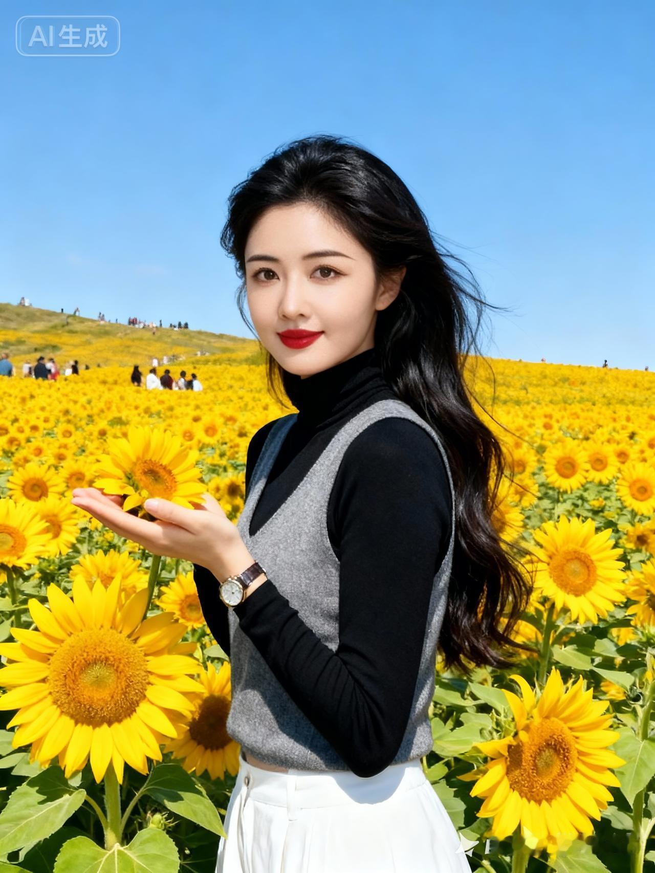 在向日葵花田中，绽放你的美丽！🌻💃