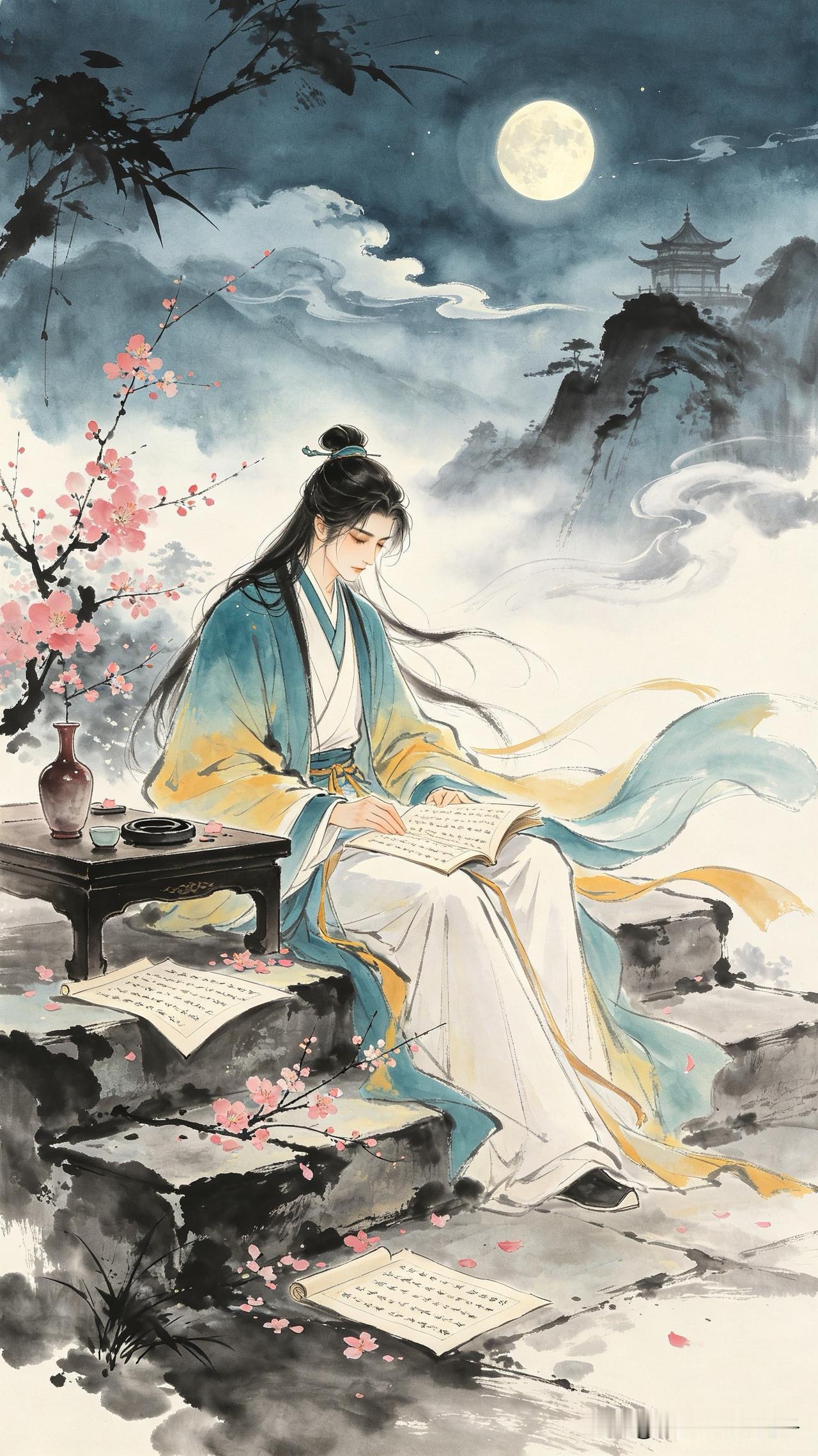 词成半阕泪先流，
酒冷三更醉未休。
且笑浮生如逆旅，
      
…………请师