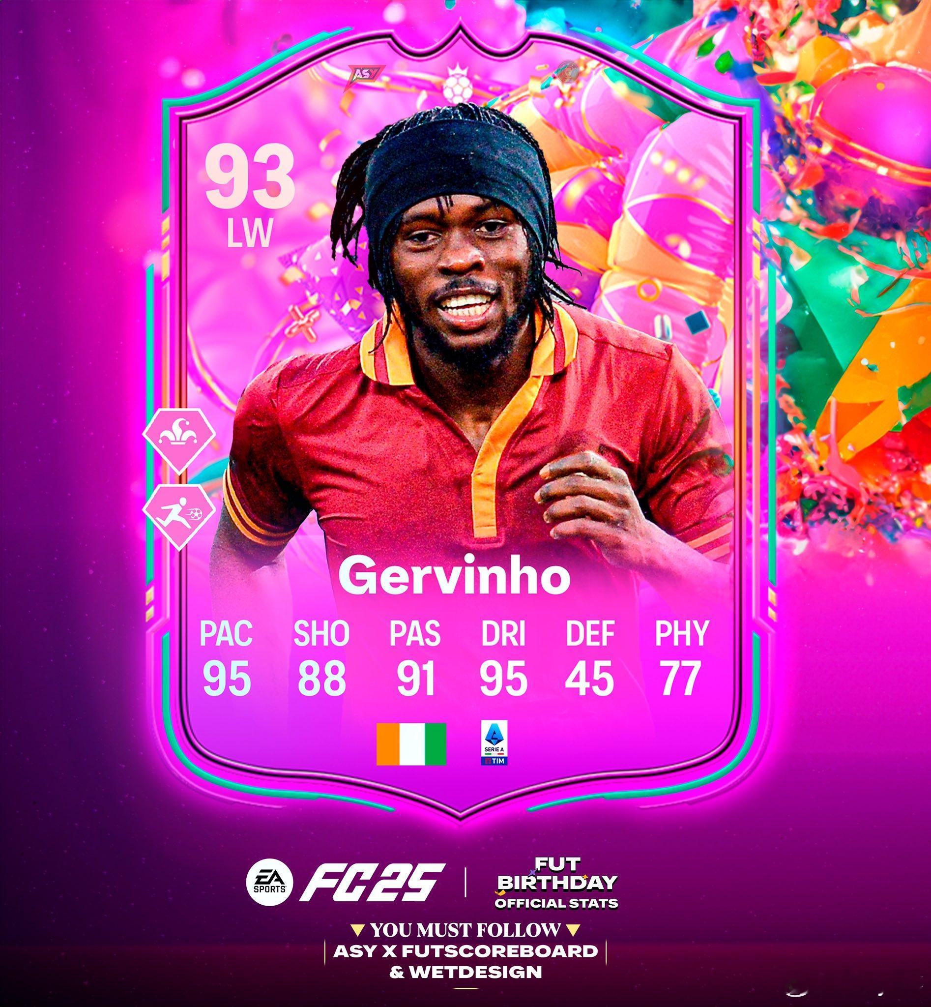 FUT Birthday热尔维尼奥、亚亚图雷的正式数据。FC25 ​​​