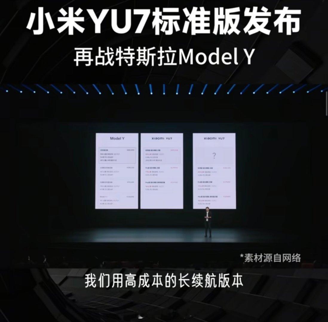 26年买小米还是买特斯拉小米YU7标准版23.35万这价格一出，确实把25万级纯
