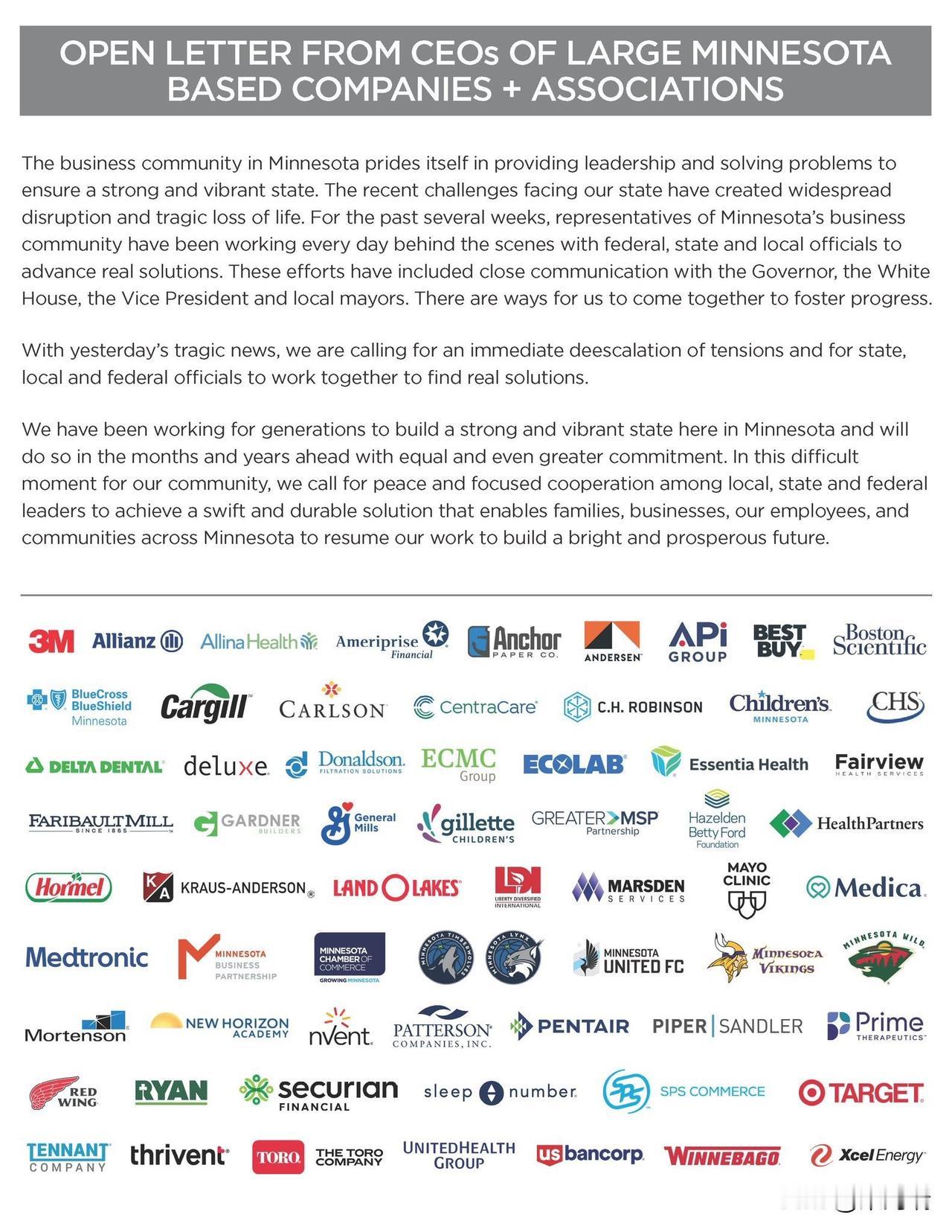 美国的 60位大企业的 CEO 呼吁特朗普政府缓和局势，这意义重大。这表明形势正