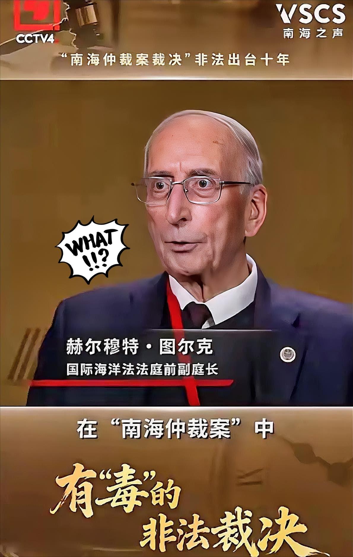 国际海洋法法庭前副庭长图尔克发声。他明确表示，2016年南海仲裁案的仲裁员并不是