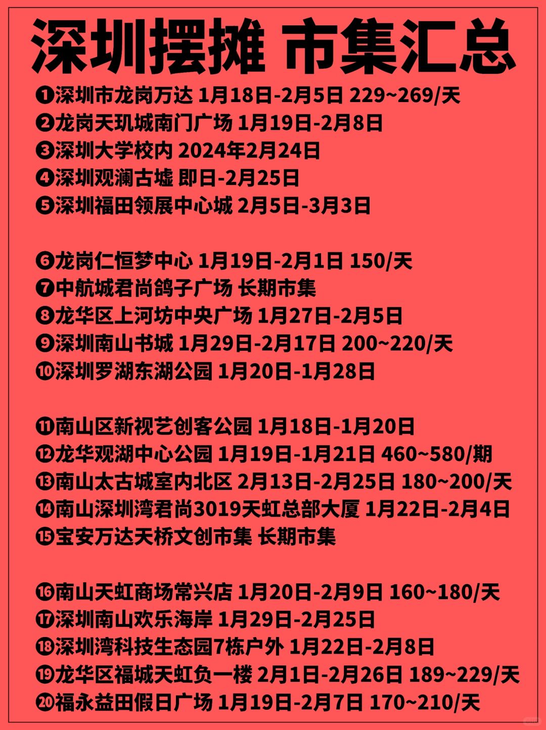 干货💥深圳摆摊集市早知道！创意市集汇总