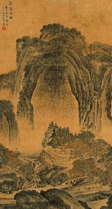 1958年，一位专家拿着放大镜，研究一幅2米高的古画。却发现画中树叶里有两个字闪