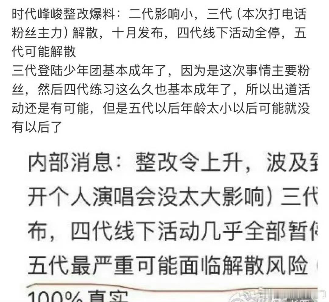 网传时代峰峻整改导致三代top登陆少年团要解散了？真假的 ​​​