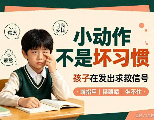 孩子频繁啃指甲、揉眼睛、小动作不断，根本不是调皮捣蛋