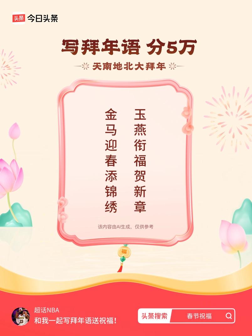 写拜年语送祝福新春拜年送祝福！我的祝福是：“金马迎春添锦绣，玉燕衔福贺新章”！快