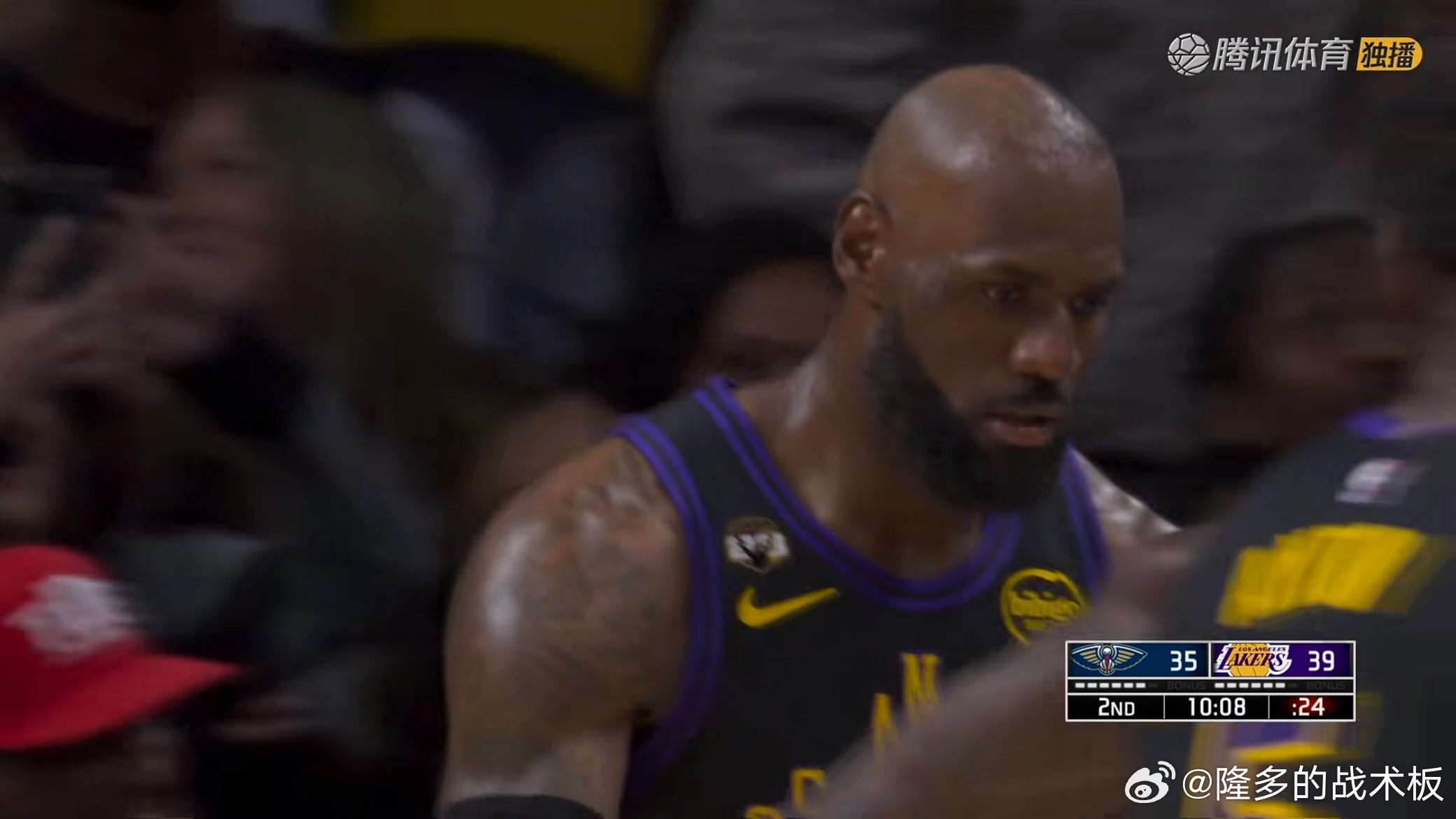 老詹第二节上来酷酷砍分鹈鹕vs湖人