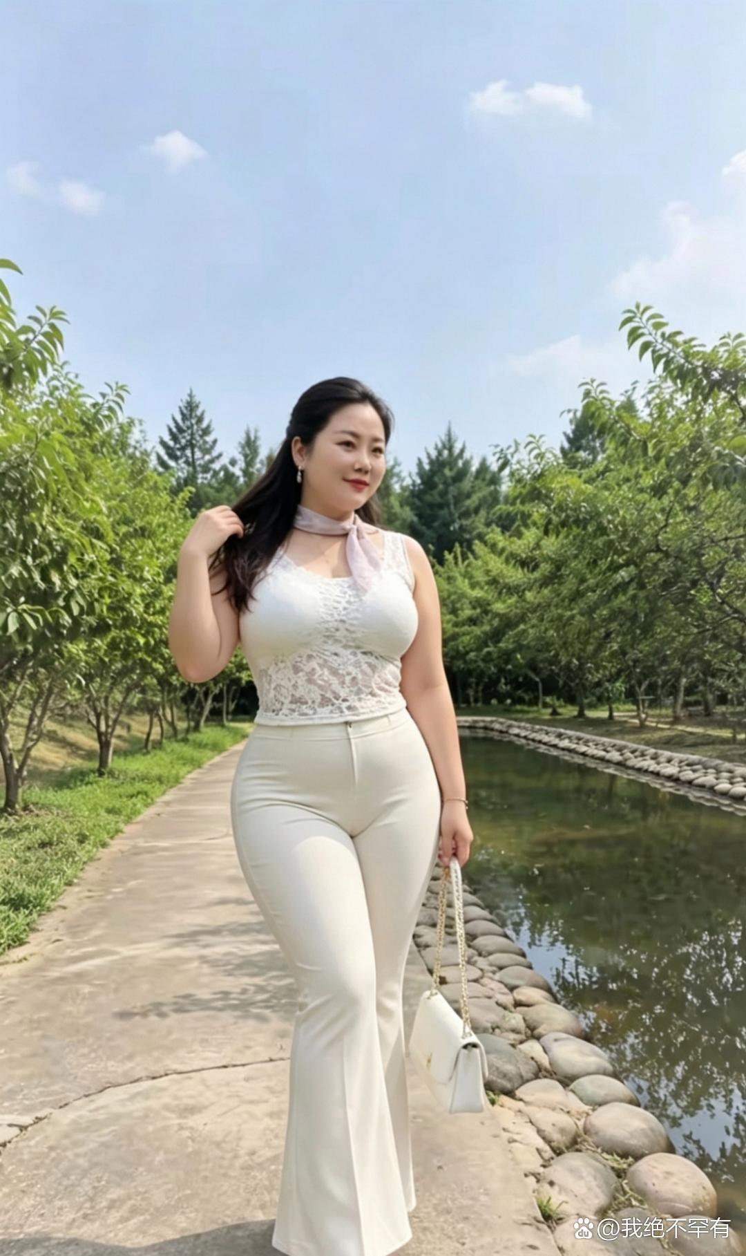 夏日穿搭指南：优雅白色蕾丝上衣+高腰阔腿裤，清新自然，尽显女性魅力！