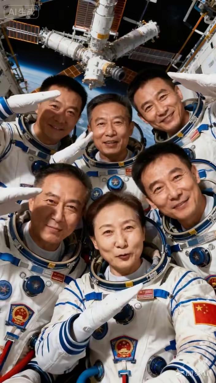 太空六人组！中国航天员们一起在太空合影，见证历史时刻！
终于刷到我们了，我们在太