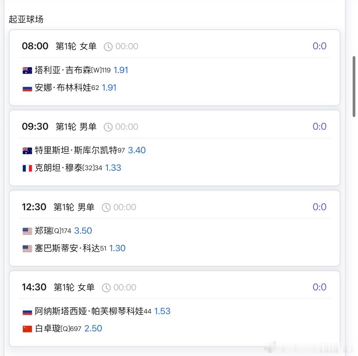 🔵澳网2026 1月18日焦点赛程10:30🇨🇳张之臻vs🇦🇷塞伦多洛