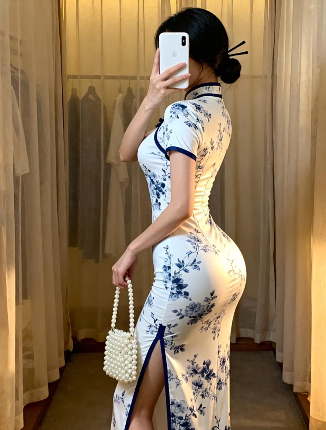 怎样把旗袍穿出高级感把青花瓷旗袍穿在身上，像一件精美的东方瓷器