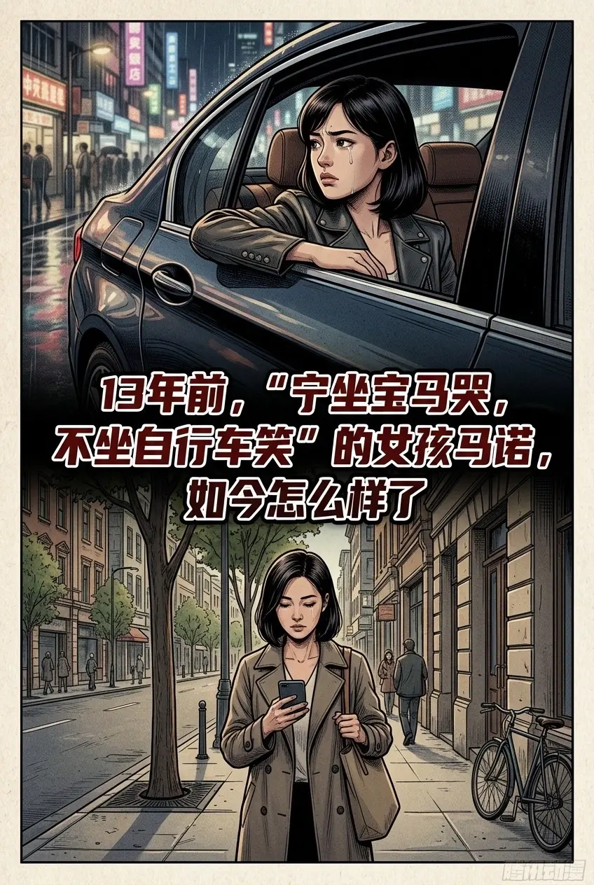 13年前，“宁坐宝马哭，不坐自行车笑”的。女孩马诺，如今怎么样了