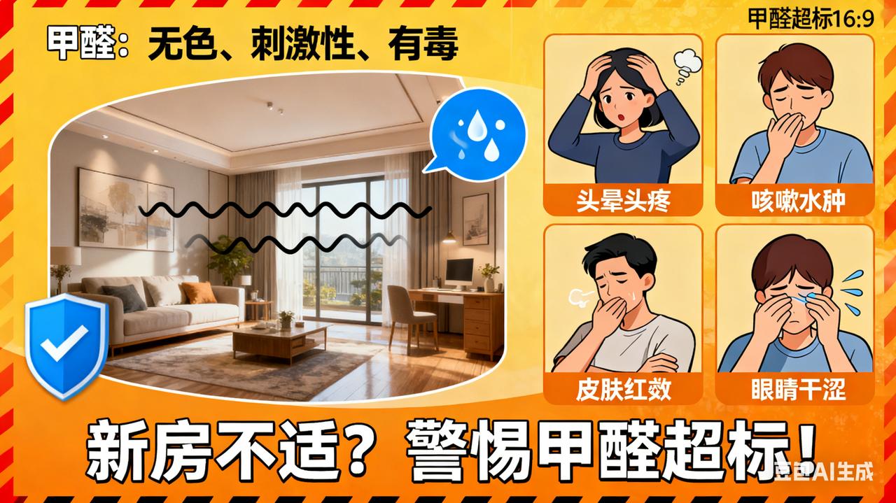 出现这些不适可能甲醛超标！

甲醛这东西藏得挺“隐蔽”——无色却带着刺鼻味，毒性