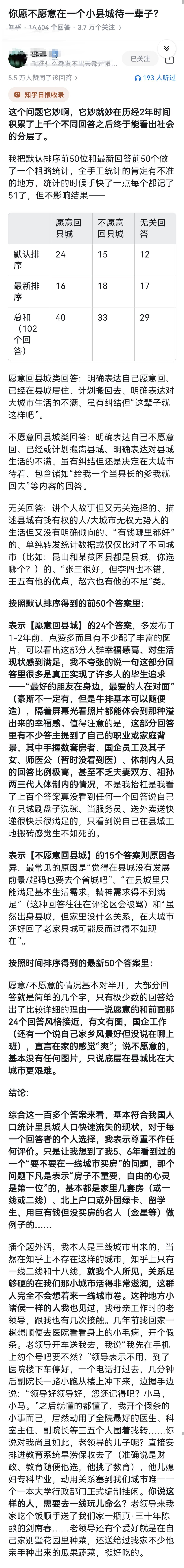 你愿不愿意在一个小县城待一辈子？ ​​​
