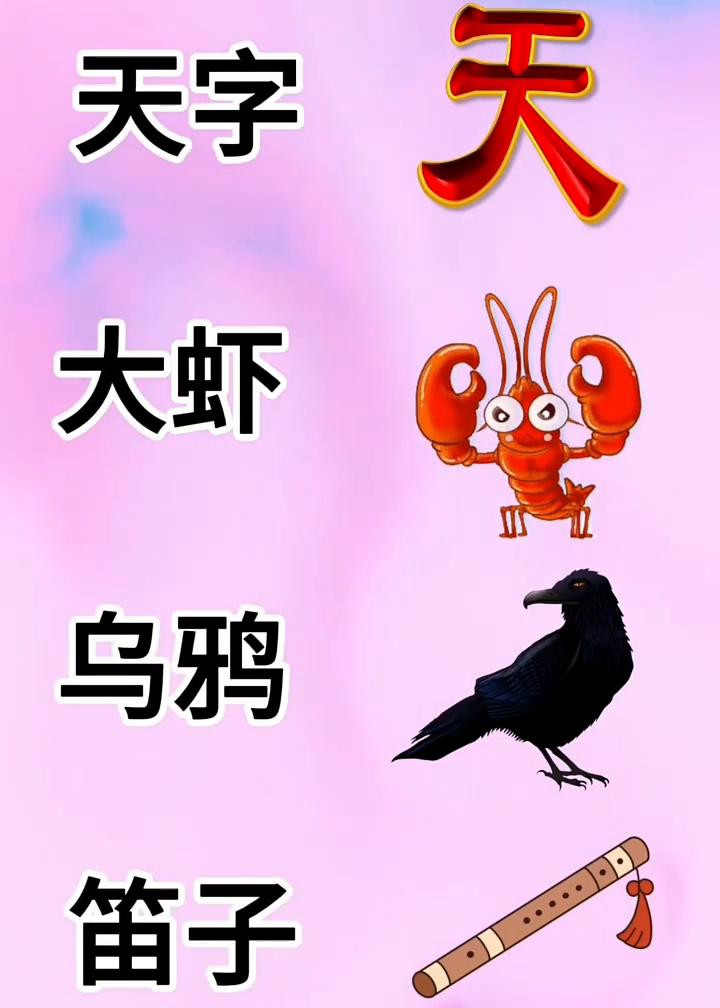 问了身边所有人，没有一个人答对。图中有一个天字，一只大虾，还有一只乌鸦和一只笛子