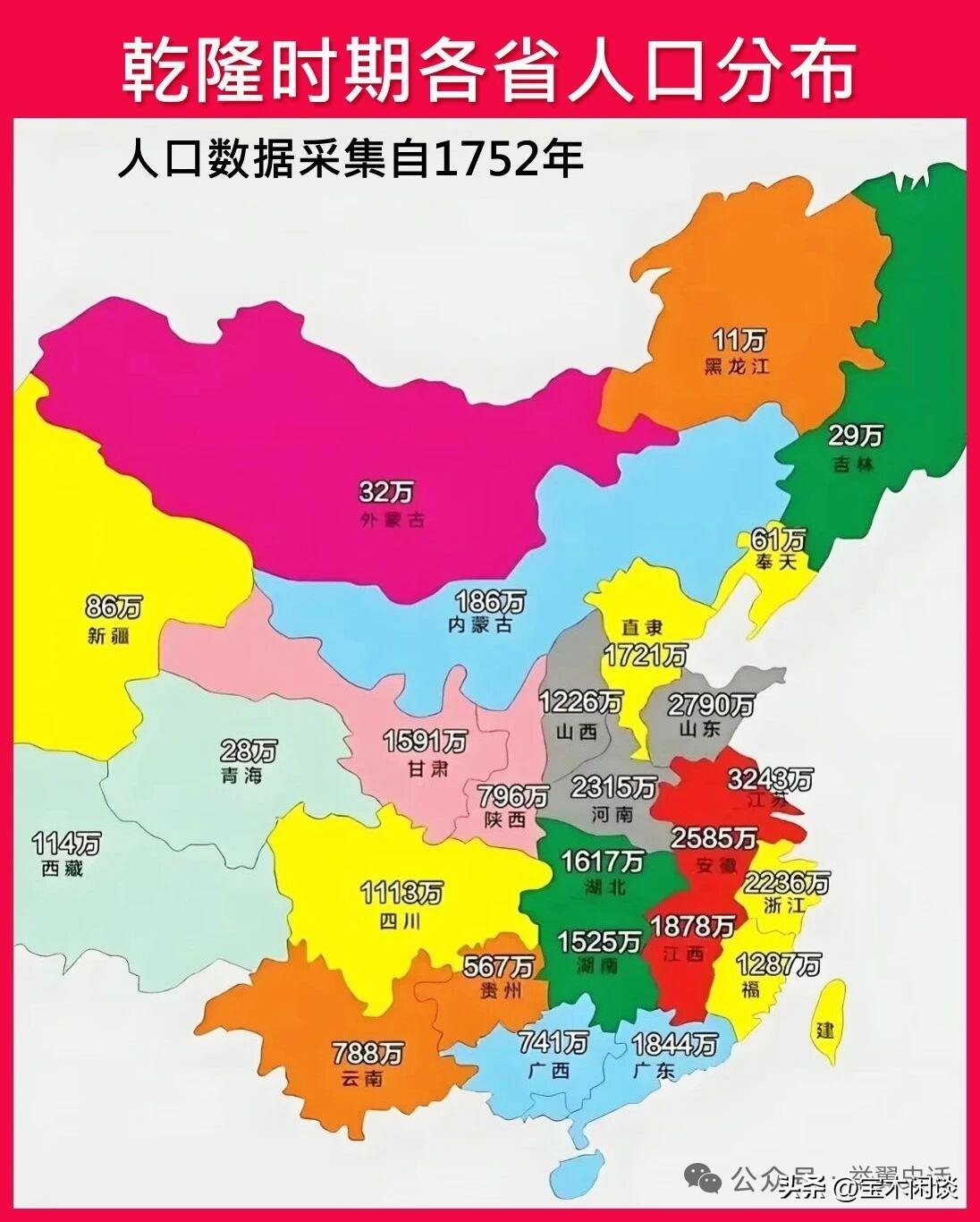 即使在乾隆时期，我国的人口分布也是大致稳定的:东南沿海人口密集，西北内陆人口稀疏