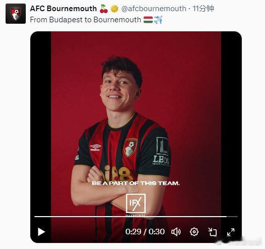 【官方】伯恩茅斯签下20岁的费伦茨瓦罗斯中场托特（Alex Toth），据悉转会