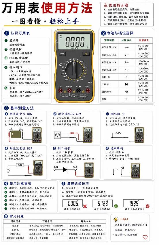 万用表从入门到精通：这一篇讲透所有档位、插孔和“要命”细节
很多电工用却依然在犯
