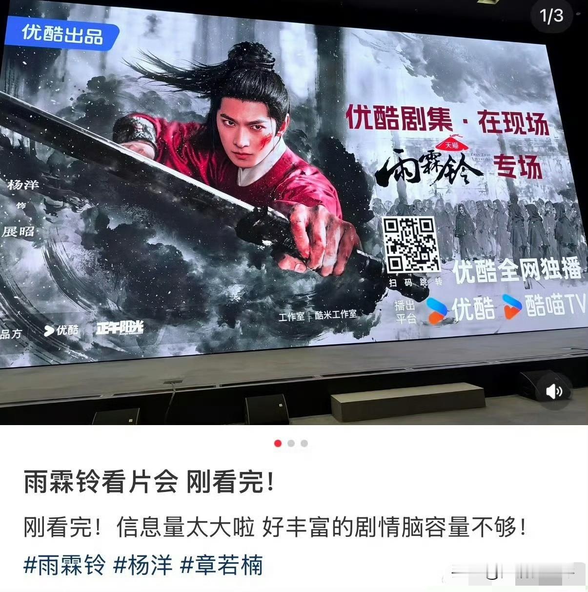 《雨霖铃》看片会口碑repo出圈，整体反响格外亮眼。剧集服化道精致考究，质感氛围