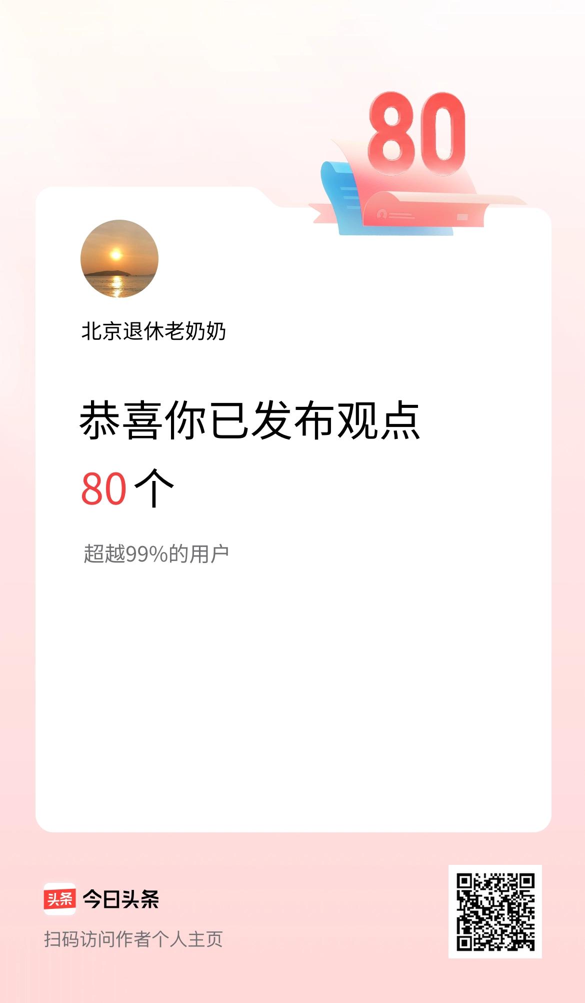 我在头条累计投稿观点80个