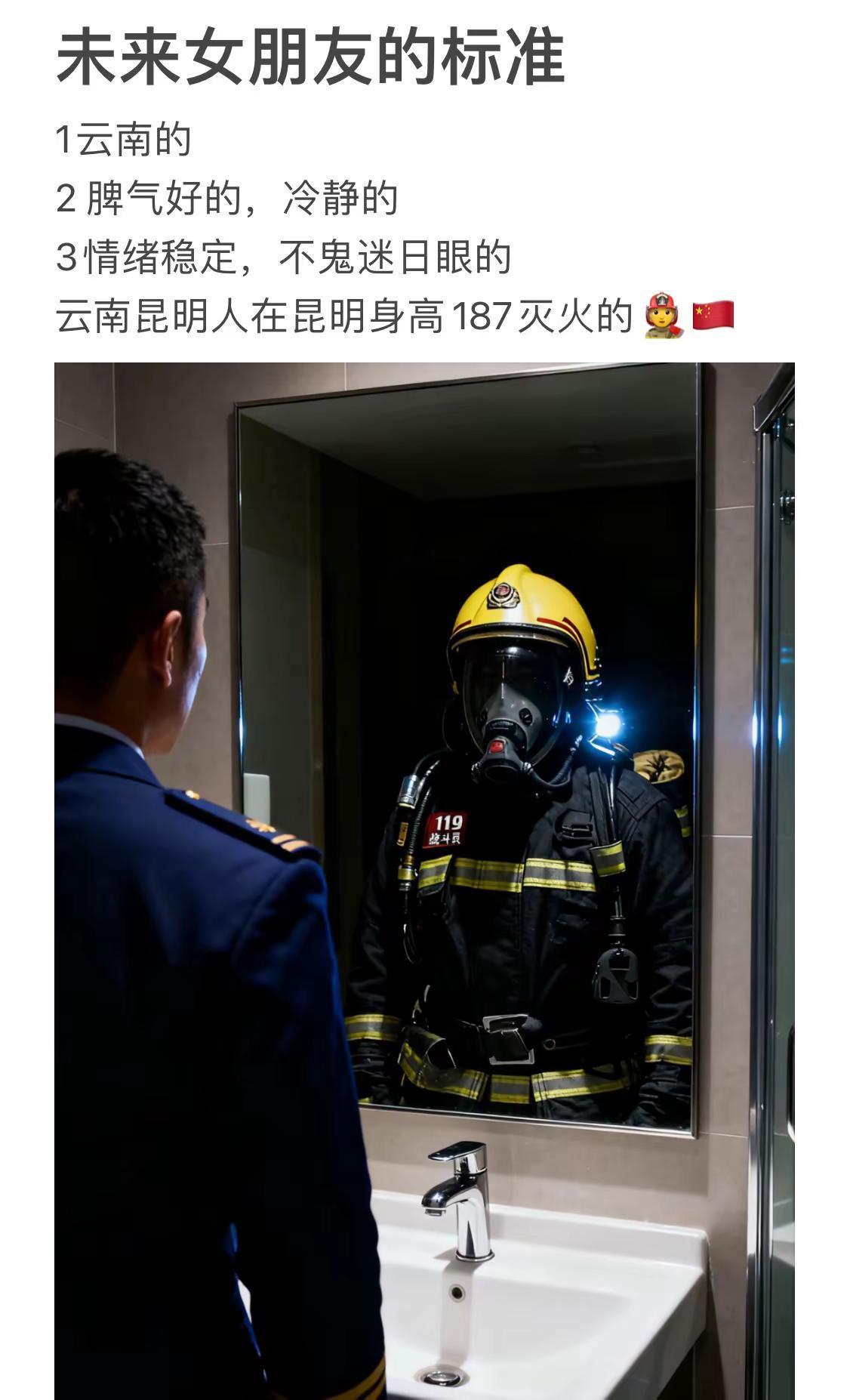 火焰蓝 消防员 拥军姑娘