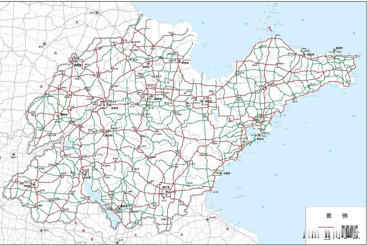 聊城 在山东省国省道地图上，德州与滨州、东营同处于鲁北地区，竟然连一条东西贯穿连