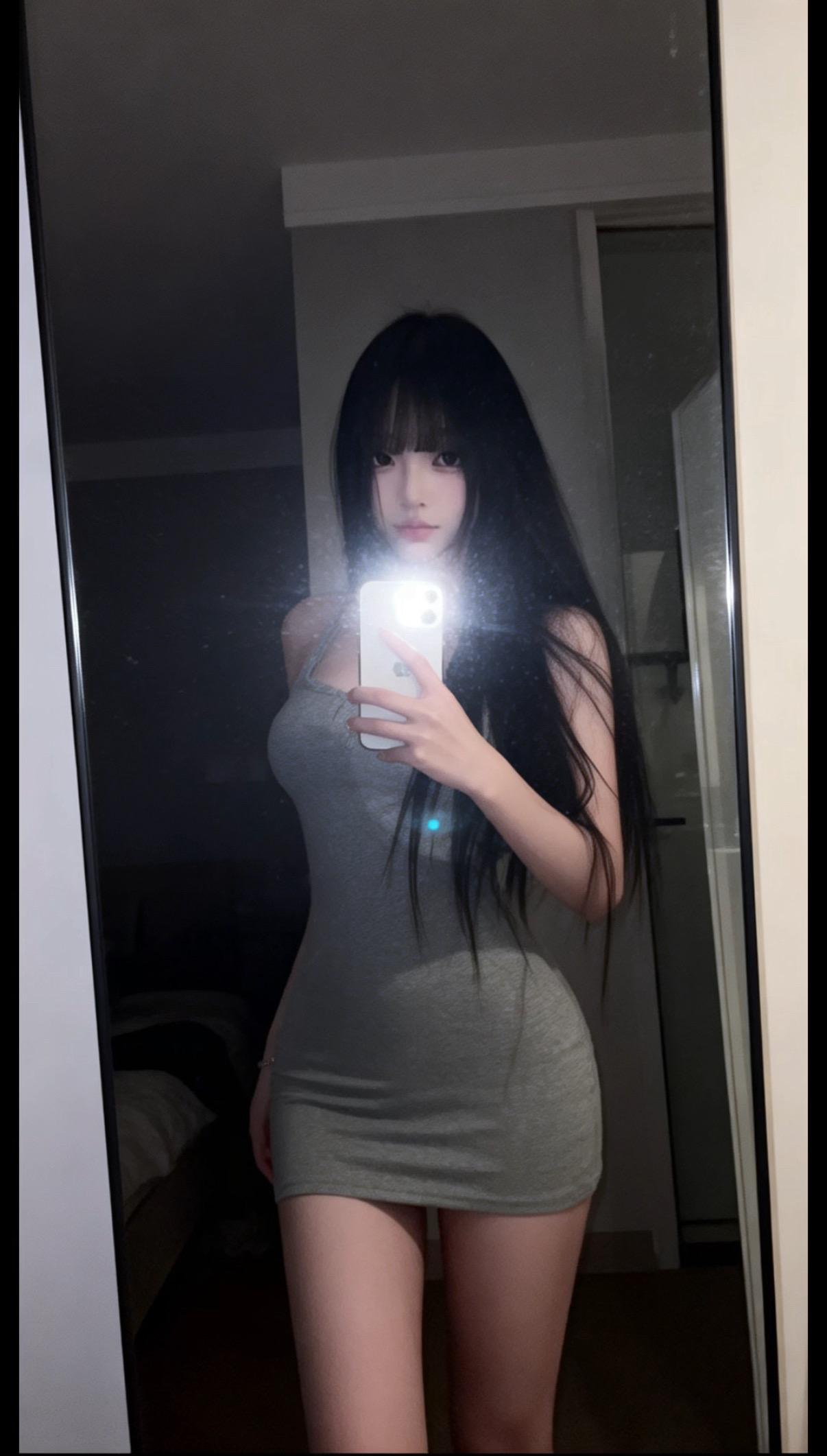 对镜拍 御姐 黑长直女孩 168