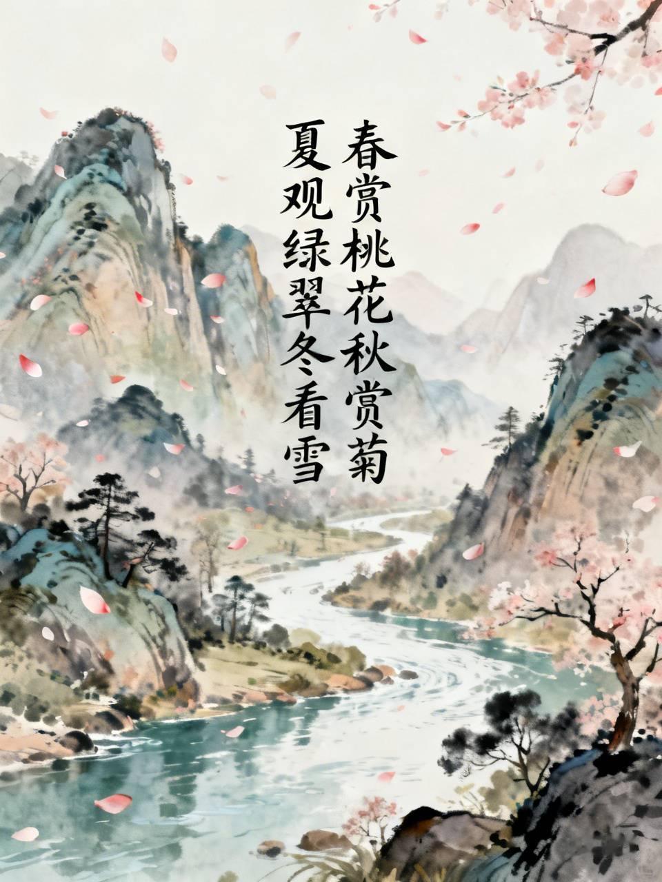 上联：春赏桃花秋赏菊，如何对下联下联：夏观绿翠冬看雪。