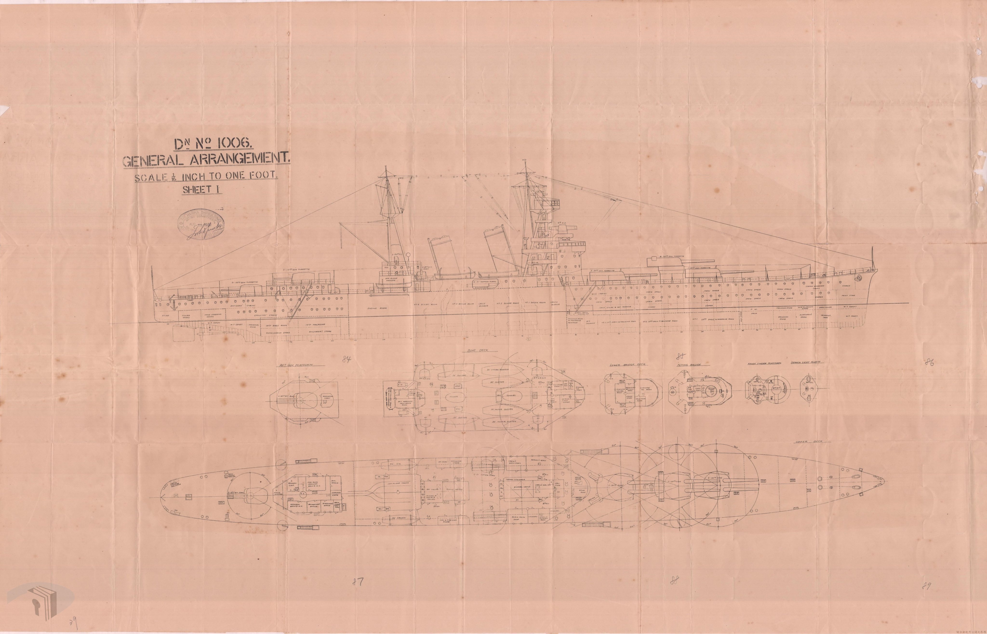 上世纪30年代播磨造船所面向ROCN的6000t级重巡洋舰设计方案？尺寸：161
