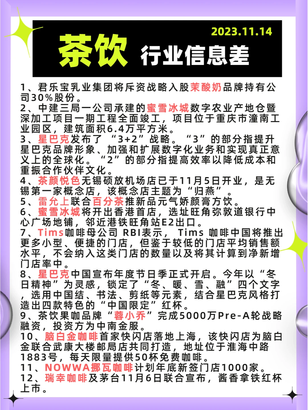 行业信息差· 茶饮