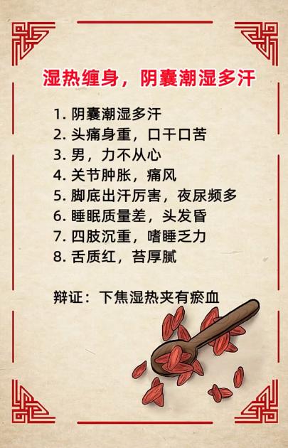 湿热缠身，阴囊潮湿多汗~