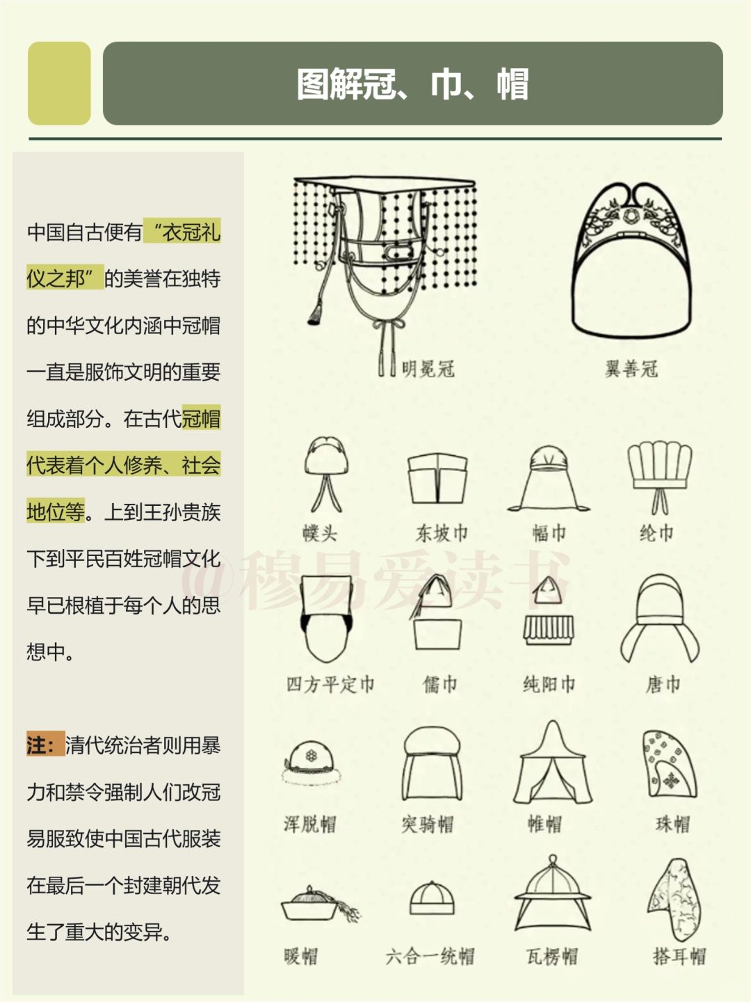 图解冠巾帽！古人的帽子花样可真多啊！