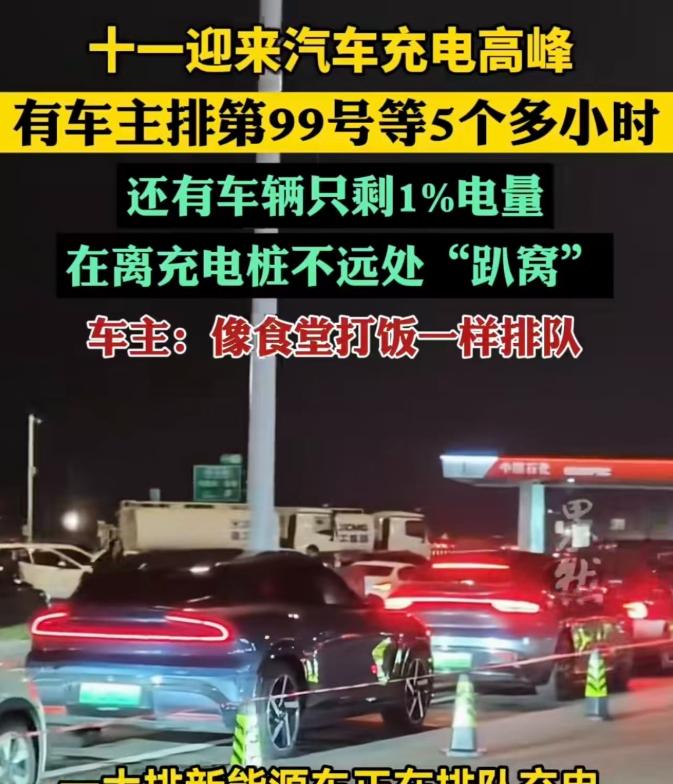 吉林延吉，一男子国庆出游。他从延吉出发，上高速前充满了电，一路上充了6次电，最长