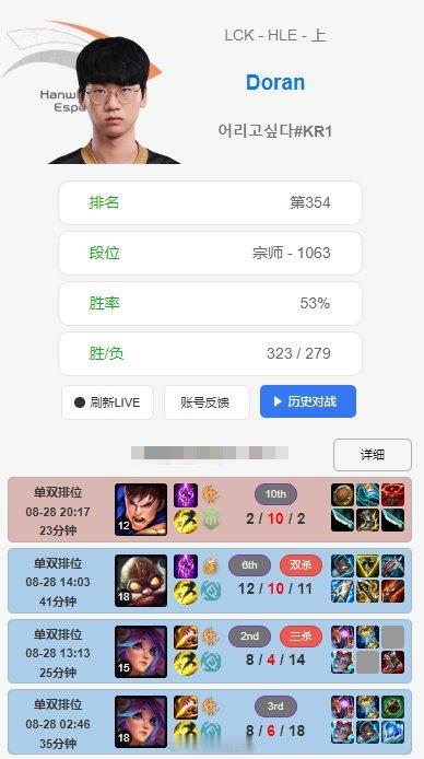 #英雄联盟S14# #英雄联盟# #2024LCK# Doran韩服紧急加练上单