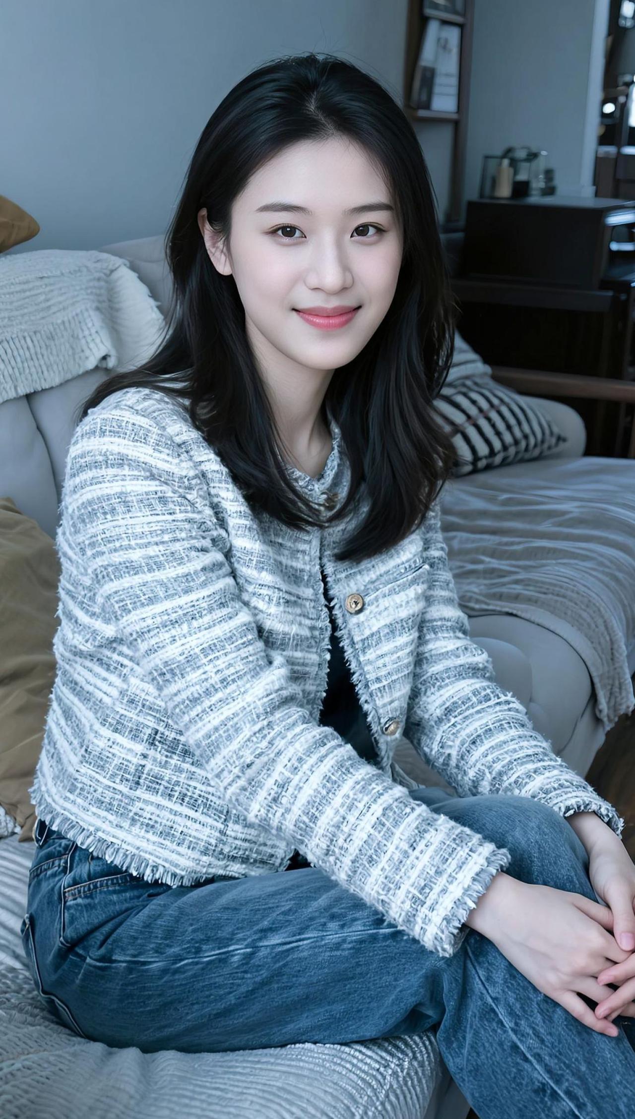 今天也是被小香风外套征服的一天！经典永不过时，搭配牛仔裤，休闲又高级，随手一拍都