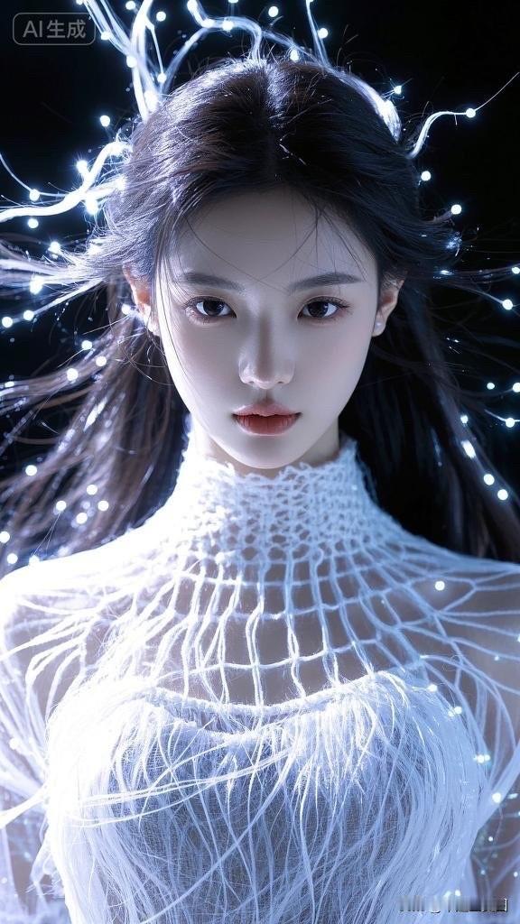 梦幻光影下的仙气少女，宛如星辰坠落人间。