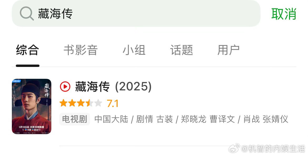 藏海传 挂零是预料之中的，所有提名剧里自嗨传的评分是最低的，仅7.1。其他可都是