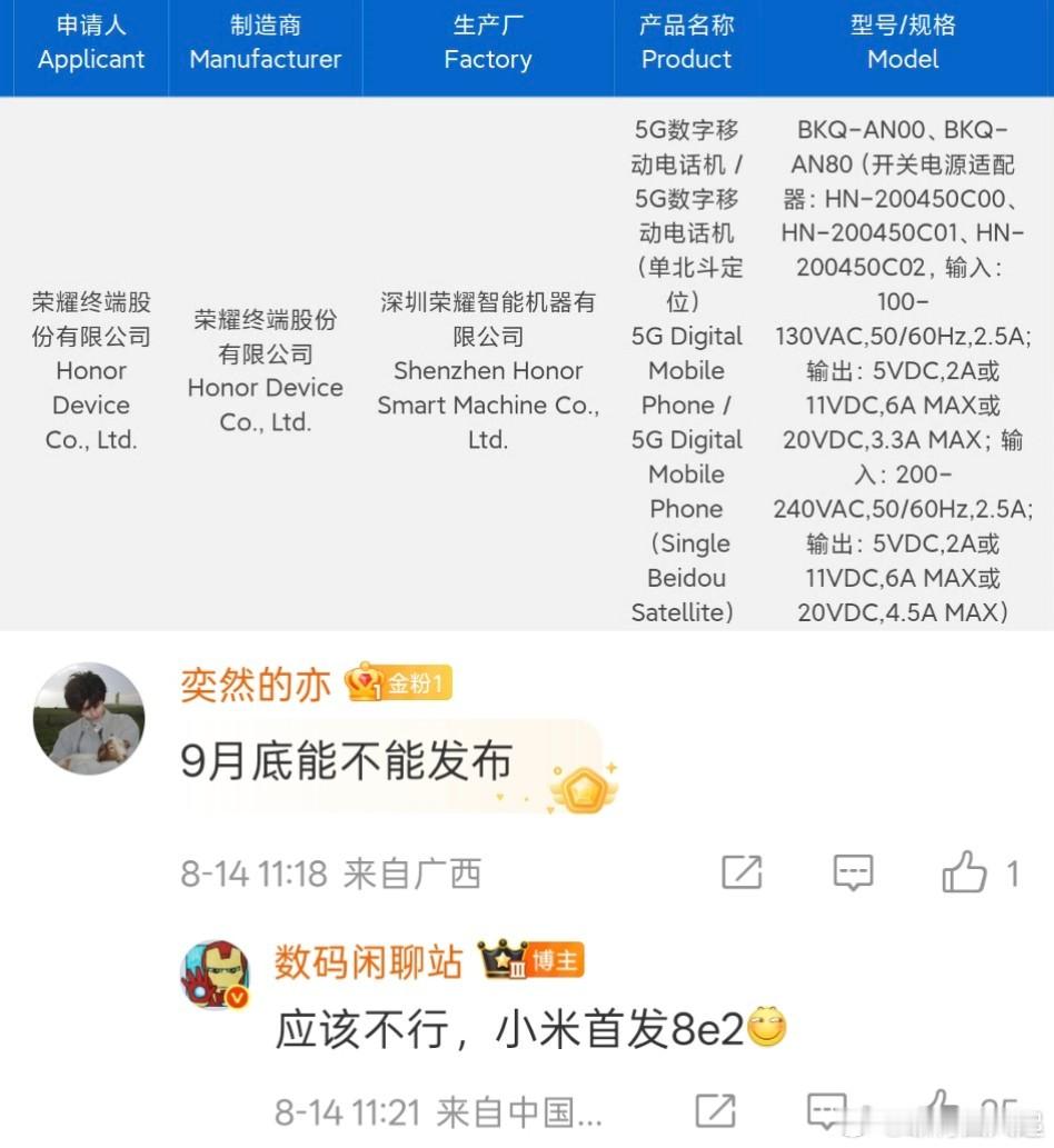 小米还要抢骁龙旗舰芯片首发？虽然荣耀Magic8这么早入网了，但依然不能首发骁龙