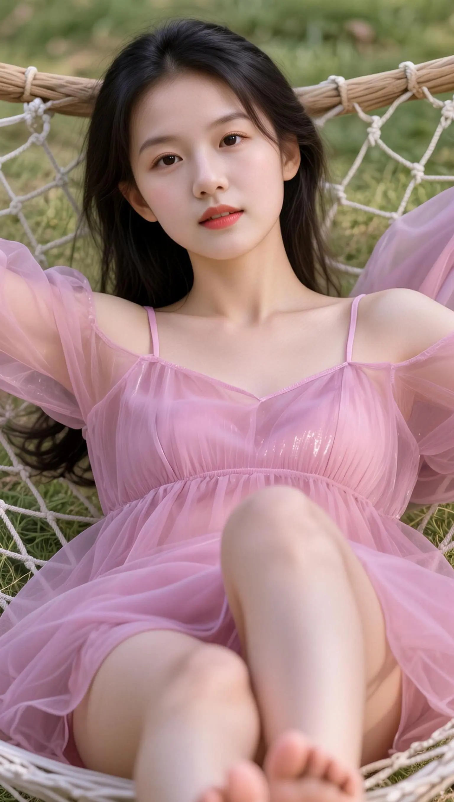 AI粉纱户外照 ai创作