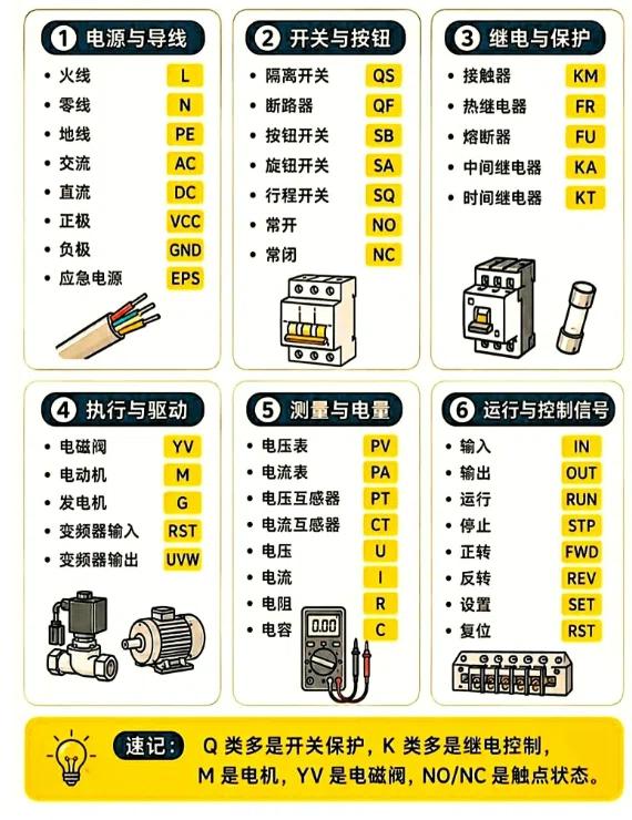 电气符号“扫盲贴”：一张图看懂火线零线地线，新手电工秒变老师傅
🎯 电源导线要