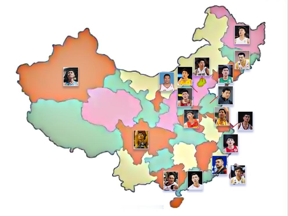 从不同地区走出来的男篮球员，这张图从一定角度说明中国男篮人才断档，大部分都是退役