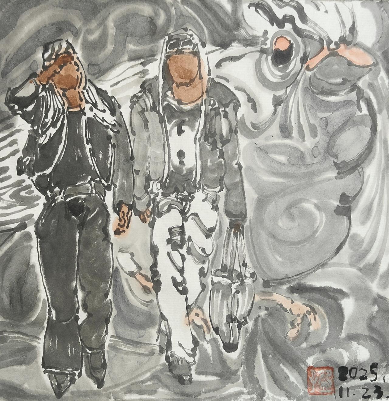 碗子的纸片水墨