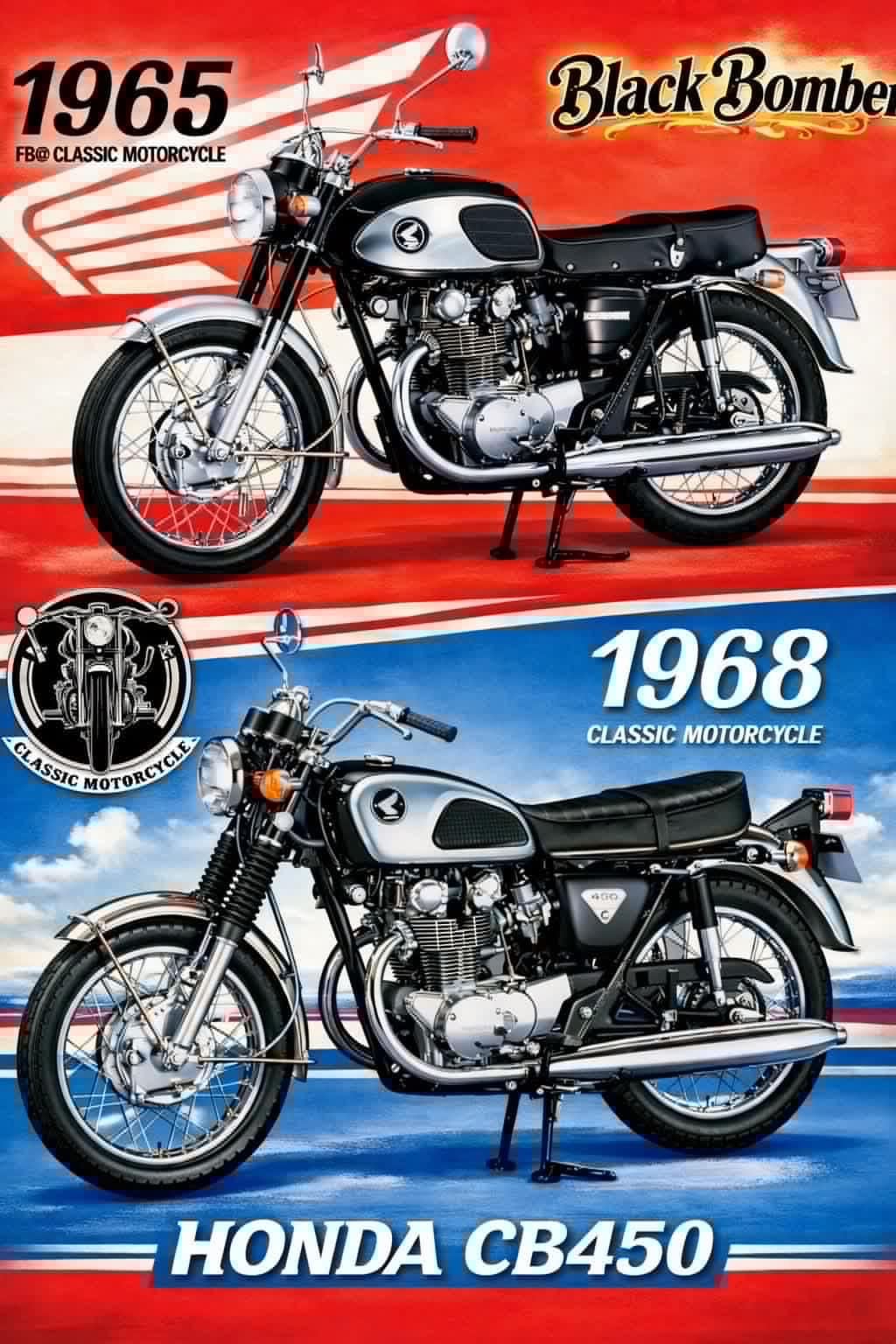 • 1965 – Honda CB450 “Black Bomber”
• 19
