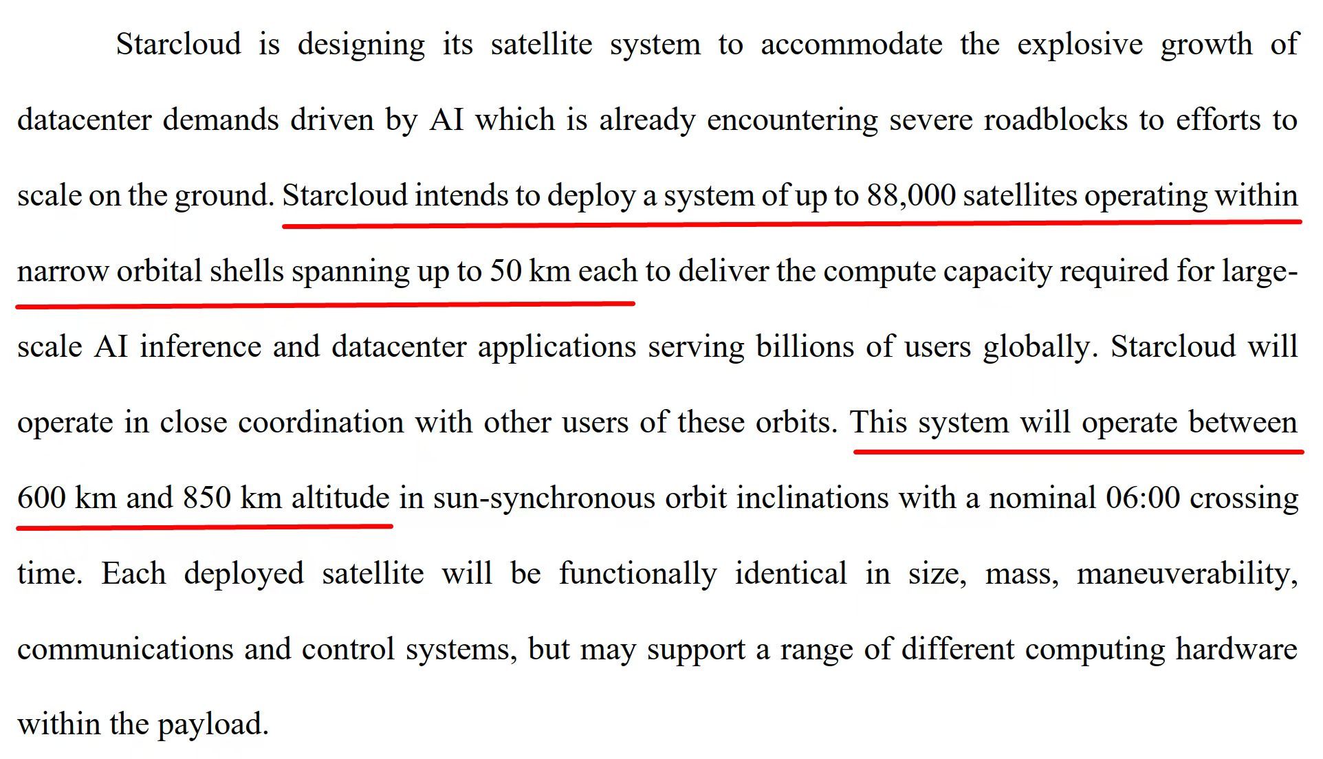 Star Cloud也向FCC提交了许可申请，跟SpaceX学坏了，卫星数量也用