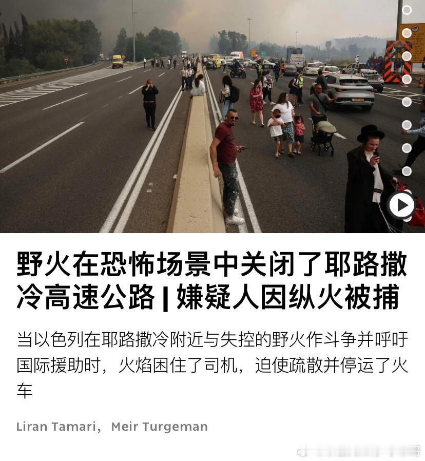 ‼️以色列野火蔓延除了天气和大风等原因引发以色列多地大火之外，也不排除有纵火事件