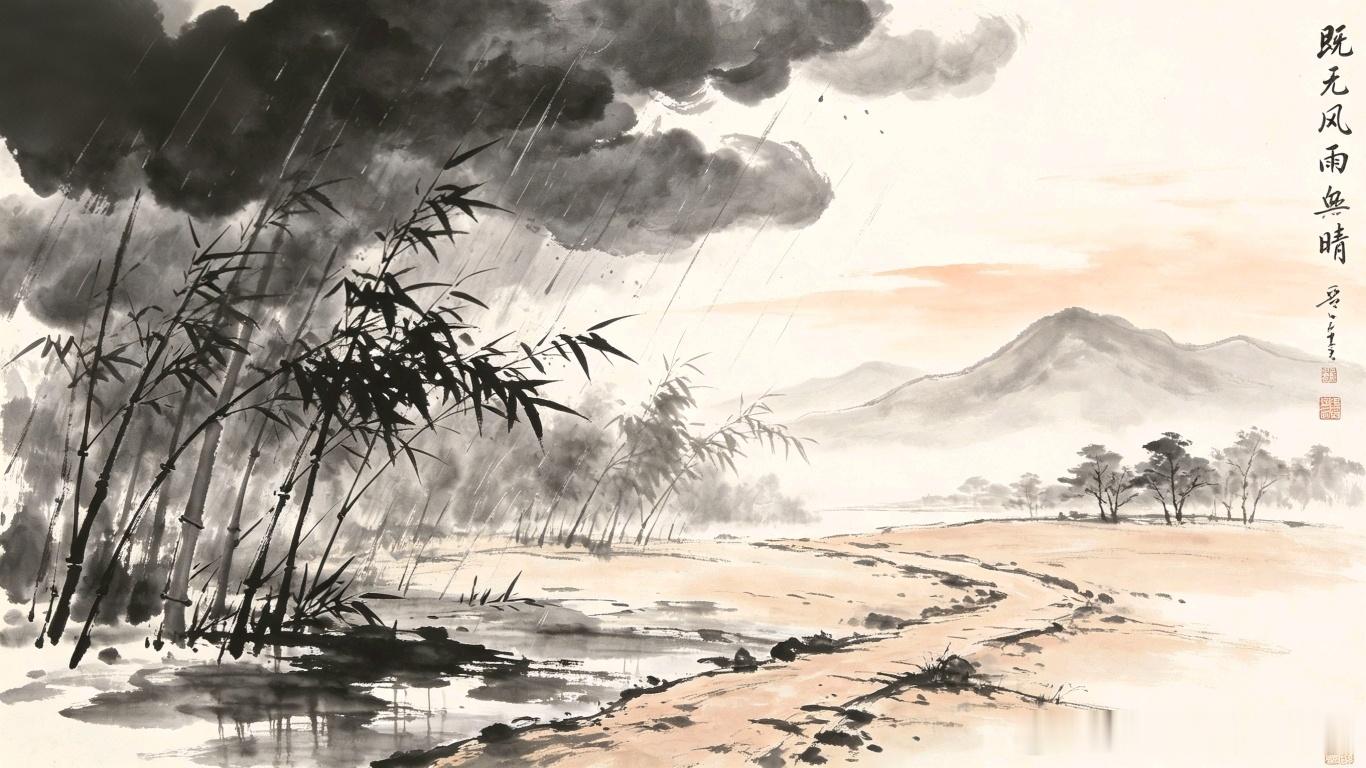 回首向来萧瑟处，归去，也无风雨也无晴。——苏轼《定风波》回望走过的风雨路，归去时