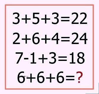 画面中展示了一组由简单数字组成的趣味等式：
3 + 5 + 3 = 22
2 +