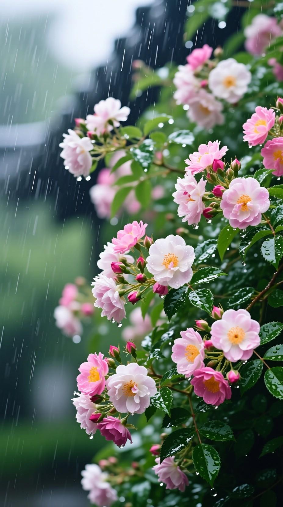 下联：片片绿叶送和风