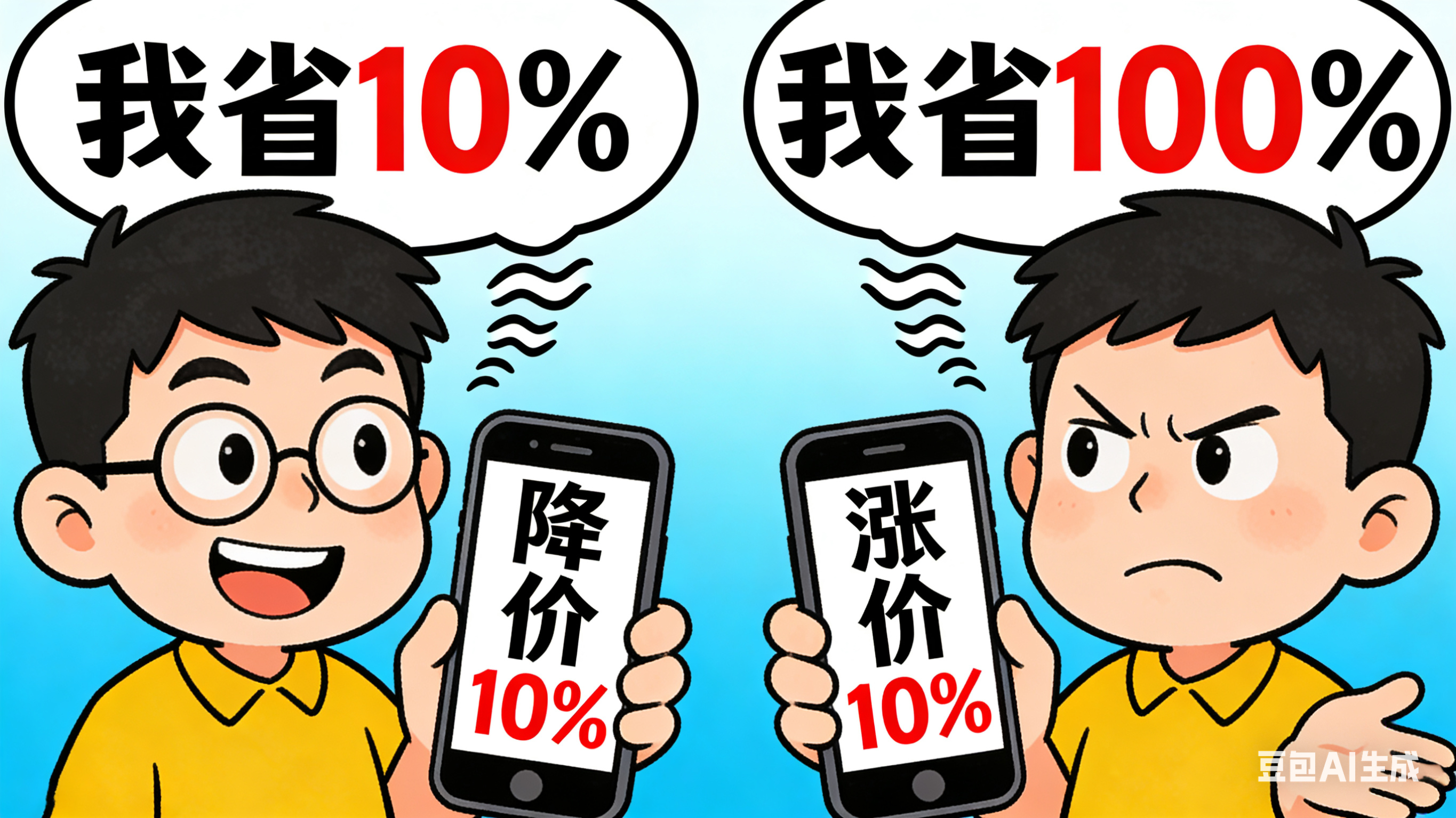 手机涨价什么时候是个头 网上刷到这段话，非常对。“手机降价10%，我省10%。手